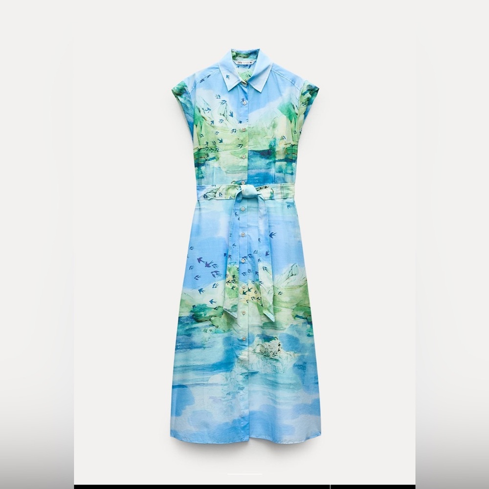 Zara printed shirt dress ZW collection